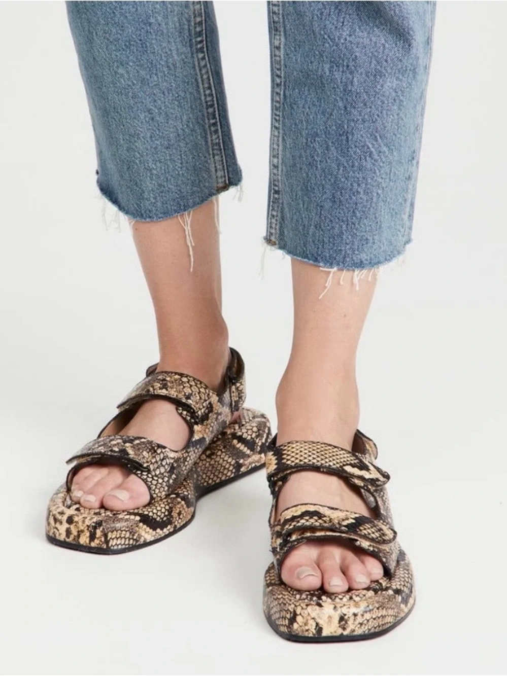 Loeffler Randall Blaise Sahara Platform Sandal size 7.5 Snake-Embossed Leather - Picture 3 of 10